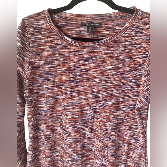 A Pea in the Pod ribbed stretch bodycon orange navy black cream Spacedye dress - Picture 2 of 5